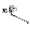Brass Long Spout Chrome Wall Mount Square Bath Faucet