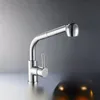 Brass Single Handle Pull out Kitchen Sink Faucet Mixer W/Spray