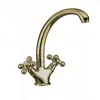 Bronze Finish Brass Double Levers Kitchen Sink Mixer Faucet