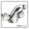 China Traditional Double Handles Chrome Deck Mounted Basin Faucet Mixer