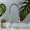 Chrome Brass Spring Neck Pull Down Sink Mixer Kitchen Faucet
