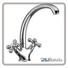 Chrome Polished Deck Mounted Dual Lever Kitchen Sink Mixer Faucet