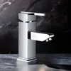 Chrome Single Lever Bathroom Basin Square Deck Mount Mixer Faucet