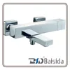 Chrome Square Shape Brass Double Handle Wall Mount Thermostatic Bath Faucet