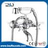 Chrome Wall Mounted Bathroom Tub Faucet Dual Handles Shower Mixer