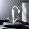 Chrome Water Tap Mono Basin Mixers Double Handle Sink Faucet