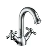 Cross Handle Brass Spout Swiveling Kitchen Faucet