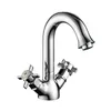 Deck Mounted Brass Spout Double Handle Sink Mixer