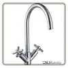 Double Handle High Neck Brass Chrome Kitchen Faucet Sink Mixer