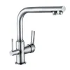Dual Handles Brass Three Way Kitchen Faucets for Filter Water