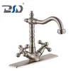 Gooseneck Spout Nickle Plated Brass Basin Faucet Sink Mixers with Cover Plate