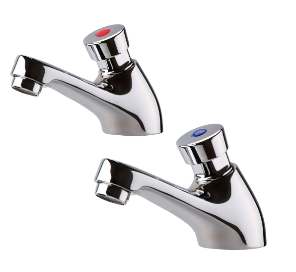 Brass Push Button Time Delay Basin Faucet Toilet Chrome Plated Auto Stop Self Closing Taps