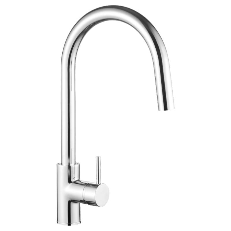 Single Lever Chrome Plated Swivel Brass Spout Ceramic Handle Sink Kitchen Faucet