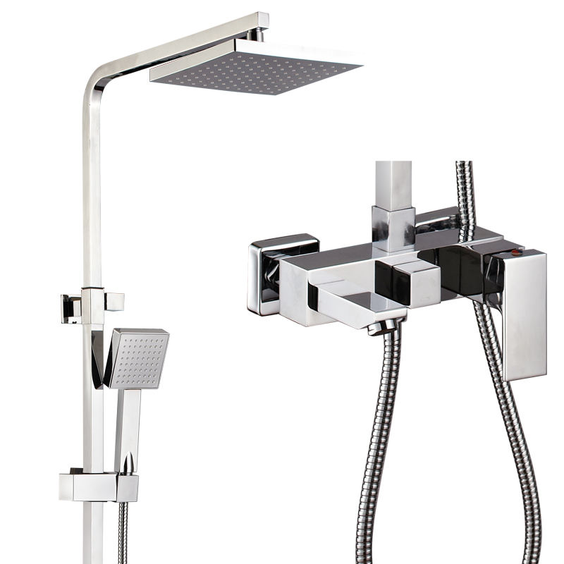 Square Shape Wall Mounted Single Handle ABS Shower Head Brass Sling Bar Modern Design Bathroom Shower Set