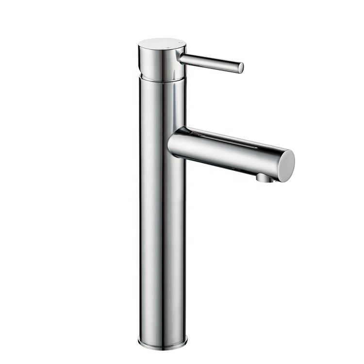 Chrome Finish Bathroom Tall Body Mixer Single Lever Brass Basin Faucet