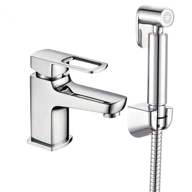 Single Handle Brass Bidet Faucet for Toilet With Brass Shattaf and ABS Wall Bracket Stainless Steel Hose