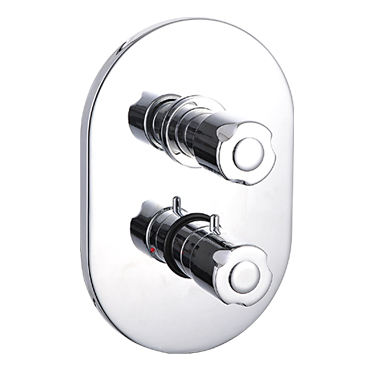 Chrome Solid Brass Thermostat Mixing Valve Concealed Modern Anti-Scald Thermostatic Twin Shower Valve for Sale