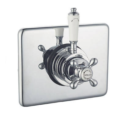 Traditional Bathroom Luxury Concentric Thermostatic Shower Mixer Valve Concealed/Exposed With Square Backplate