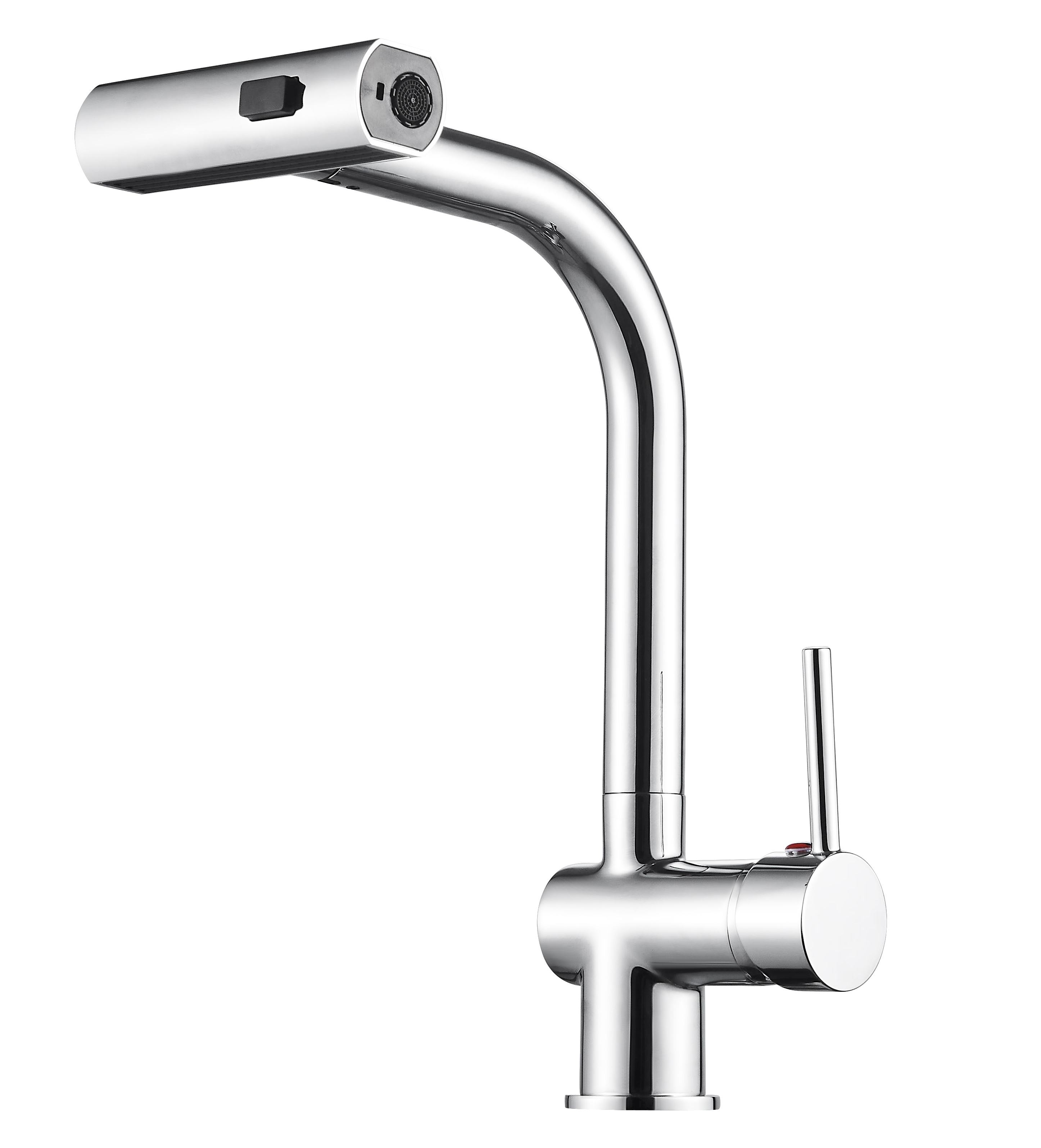 90 Degree Swiveling Sprayer Triple Water Outlet Pull Out Waterfall Rain Sink Mixer