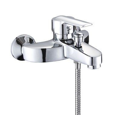 Brass Polished Simple Shower Faucet Wall Mounted Bath Shower Mixer Tap, Hot and Cold Single Handle Bath Mixer Shower