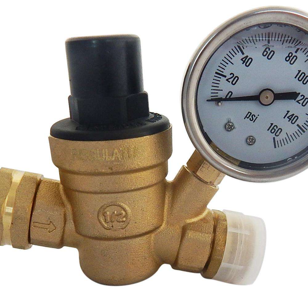 Lead-Free CW719R Brass 1/2 RV  Water Pressure Regulator  Pressure Reducing Control Valves With Gauge