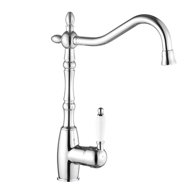 China Brass Deck Mount One Handle Chrome Kitchen Faucet