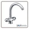 Kitchen Chrome Deck Mount Double Handle Sink Mixer Tap Faucet