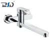 Long Brass Spout Wall Mounted Single Lever Bathtub Faucet