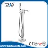 Modern Floor Mount Freestanding Bath Tub Faucet in Chrome Finish