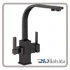 New Kitchen Dual Handle Marble Surface Brass Three-Way Sink Faucet