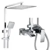 SUS304 Chrome Bathroom Brass Faucet Rain Shower Set with Square Shower Head
