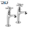 Twin Hot Cold Brass Chrome Sink High Neck Pillar Taps