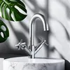 Twin Lever Swivel Spout Chrome Faucet Kitchen Sink Basin Mixer