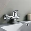 Wall Mount Kitchen Sink Faucet Cold&Hot Water Chrome