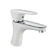 White Painting Chrome Plated Single Lever Brass Basin Faucet